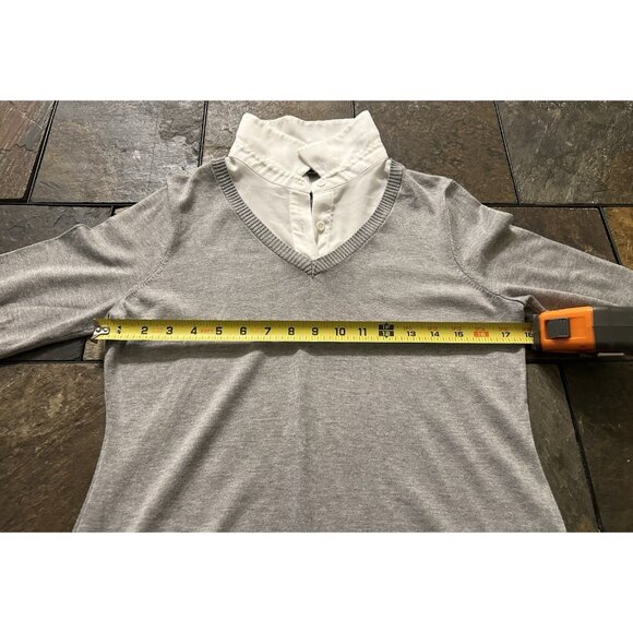 Adrianna papell Women’s V-neck Sweater Vest And Layered Blouse Size Medium - Picture 3 of 12